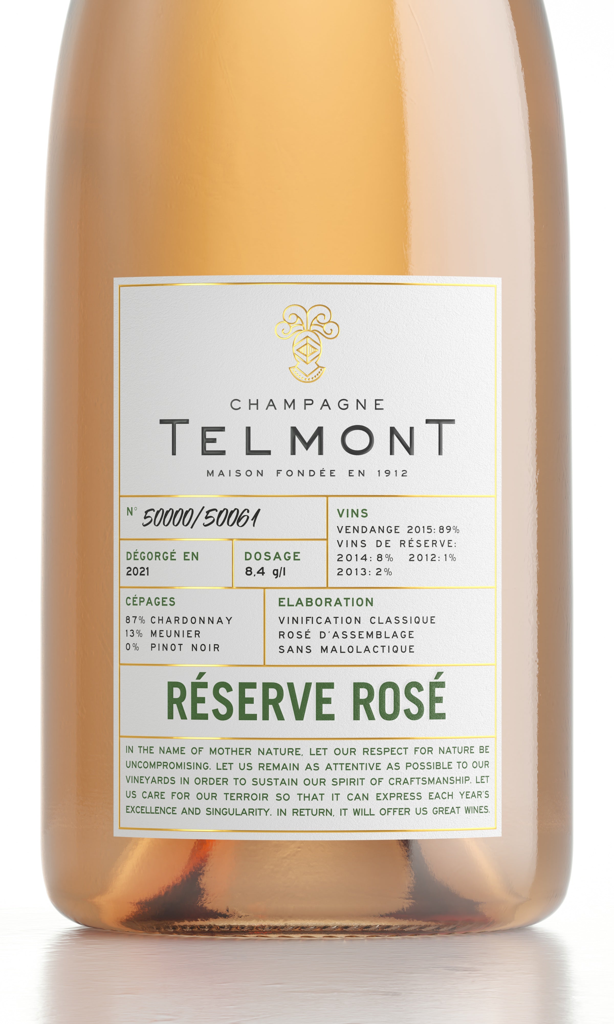 A packshot of the label for champagne Reserve Rose